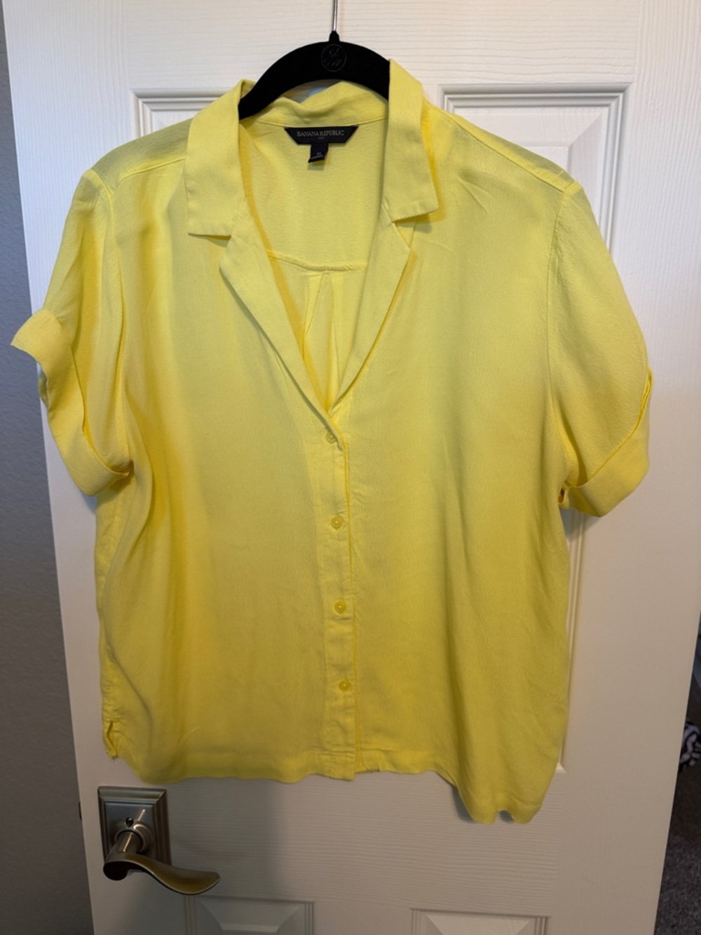 Banana Republic Bright Yellow Short Sleeve Button-Up Top